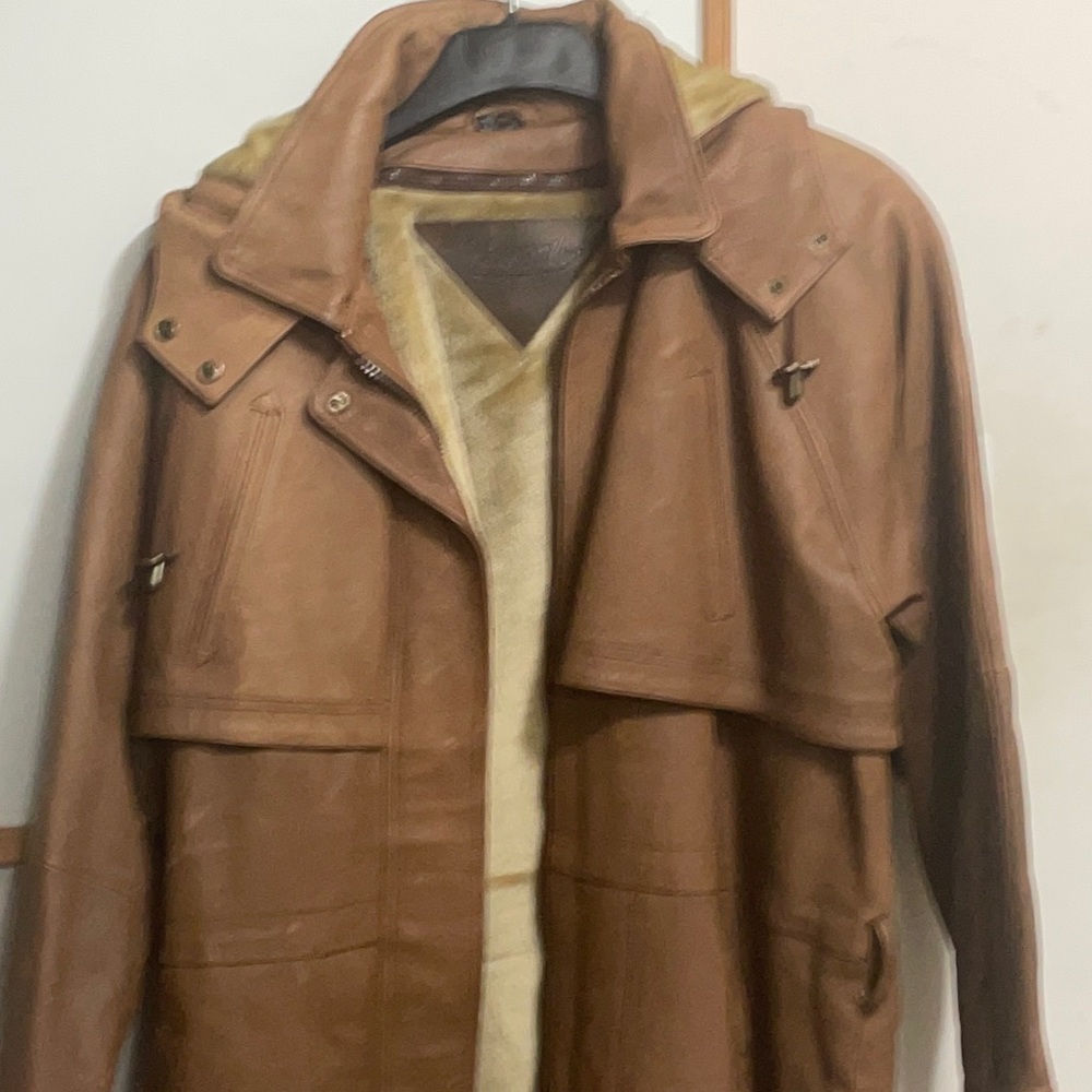 Genuine Leather Hooded Jacket